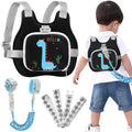 Accmor Toddler Harness Leash+ Reflective Anti Lost Wrist Link, Cute Dinosaur Kids Harness with Leash, Foldable Child Harness Baby Leash Boys Walking Wristband Assistant Belt for Outdoor Travel - color: Black/Brachiosaurus