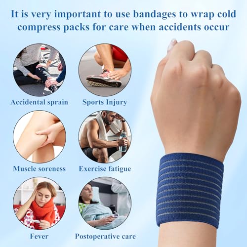 4-Pack Ice Pack Straps,35.5"x3"Elastic Ice Pack Wrap Holder with Hook&Loop - color: Blue