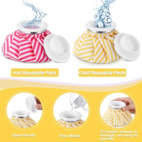 Honoson 4 Pack Reusable Ice Bag Hot Cold Bag Leakproof, Stripes Style - style: Stripes Style
