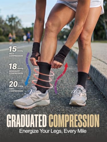 Coolmax Running Socks for Women Stay Dry Cloud Cushioned Compression - color: Black, size: 8-11