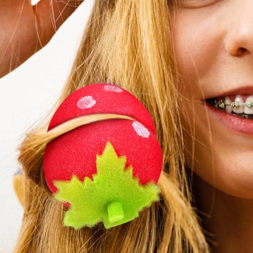 18 pcs Strawberry Sponge Hair Rollers Heatless Curls Overnight Hair Curlers to Sleep in Soft Foam Curlers for Natural Waves Diy Styling Tool