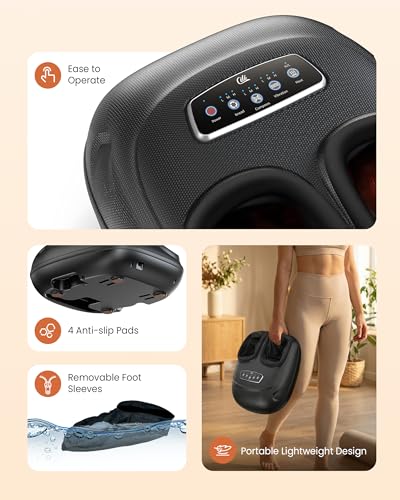 CILI 4-in-1 Foot Massager with Heat,Vibraion,Deep 3D Shiatsu,Compression,Rolling Feet Massager FSA Eligible HSA,Big Size 13" for Men Women Home Office Foot Pain Relief (Toe-Touch Control) Gifts Mom - color: Jet Black