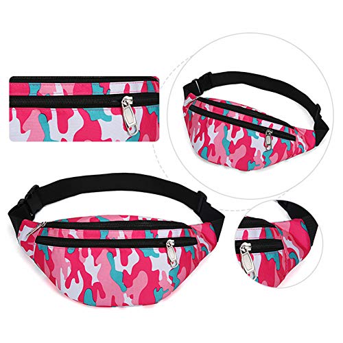 Fanny Pack for Men & Women, Fashion Waterproof Waist Packs with Adjustable Belt, Casual Bag Bum Bags for Travel Sports Running. - color: M-Rose Red