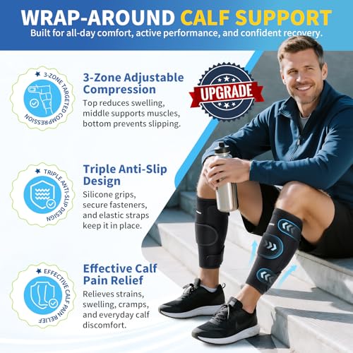 CAMBIVO Calf Brace 2 Pack Adjustable Compression Wrap for Torn Calf Muscle - size: Small