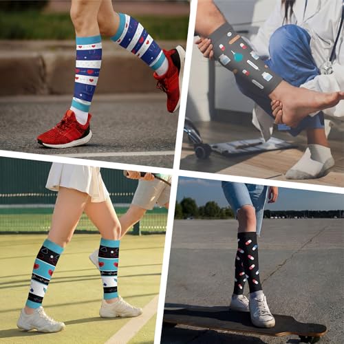 Hercicy 6 Pairs Nurse Calf Compression Sleeve Thank You Gift, Bright - style: Bright