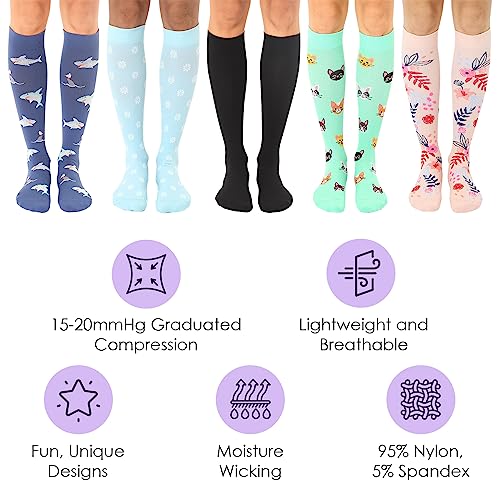 Living Royal Compression Socks - Graduated Compression 15-20mmHg, Padded Cushion Bottom Fun Socks, Moisture-Wicking - color: Anchor