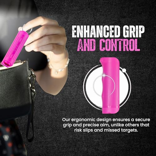 Police Magnum Keychain Pepper Spray Flip Top Safety 2 Pack 1/2oz - Maximum Heat Strength OC with Dye - Tactical Small Compact Case Holder - for Women & Men's Self Defense - Made in The USA - color: HOT PINK