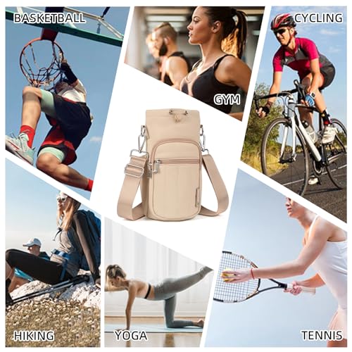 Rueesh Water Bottle Holder Bag with Adjustable Strap - color: Camel