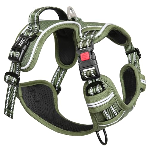 HEELE Dog Harness, Soft Padded, Front Clip Vest with Control Handle Green S - color: Lock Green, size: S (Pack of 1)