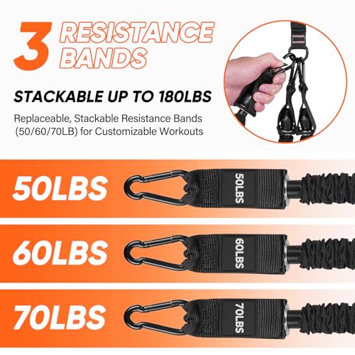 Adjustable Length Pedal Resistance Band with Handle for Working Out, Replaceable 180Lbs Exercise Bands with Foot Pedals, Home Gym Workout Equipment for Women Men Strength Training, Stretching