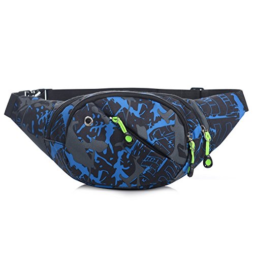 AIBEARTY Kids Fanny Pack Boys Small Camouflage Waist Pack Belt Waist Bag Pack Pouch with Adjustable Strap for Children Sport Running, Camping, Trip - color: X Blue