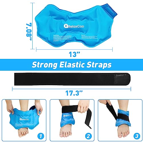 RelaxCoo Ankle Ice Pack Wrap for Swelling, Reusable Gel Ice Pack for Ankle Injuries, Cold Compress Therapy for Foot Pain Relief, Achilles Tendonitis, Plantar Fasciitis, Sprains - style: BLUE 1 PACK