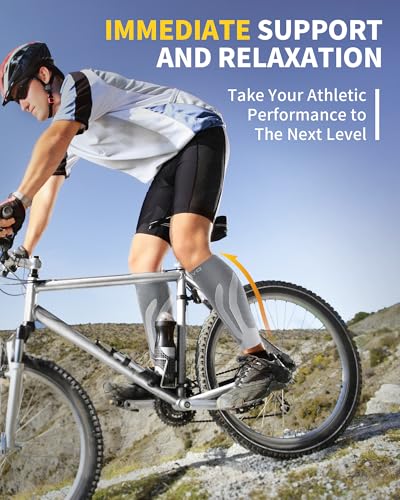 CAMBIVO Calf Compression Sleeve 3 Pairs Footless Compression Socks Running - color: Charcoal Gray, size: XX-Large