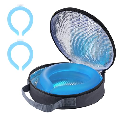 2PCS PCM Neck Cooling Tube with Insulated Bag, Reusable Ice Ring Neck Cooler Wrap, Wearable Cooling Neck Ring for Hot Summer Weather Outdoor Work, TPU Freezable Collar (Blue*2) - color: Double Blue