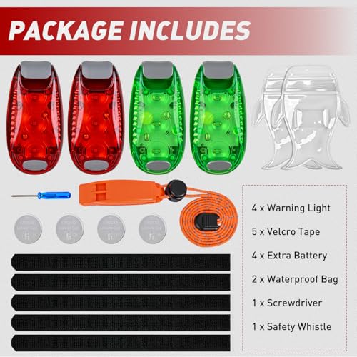 Nilight LED Safety Light 4PCS Red Green Marine Navigation Bike Tail Lights - color: 3LED Safety Light-Red Green
