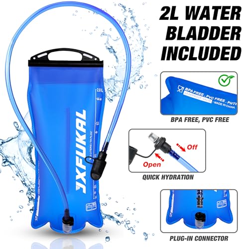 JXFUKAL Running Vest, Lightweight Hydration Backpack with 2L Water Bladder, Reflective Hydration Pack, Tactical Chest Pack Bag for Hiking Running Cycling Marathon for Women Men