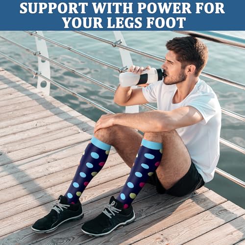 FEYHAY Copper Compression Socks (3 Pairs) 15-20 mmHg Circulation is Best Athletic & Daily for Men & Women, Running, Climbing - color: 27 Round Dot, size: Small-Medium