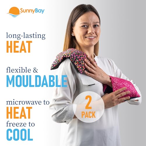 SunnyBay Heating Pad, Neck and Shoulder Wrap, 6x11 inch, Pink - color: Hot Pink and Red Flower