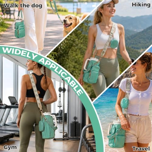 Water Bottle Carrier with Strap, Water Bottle Holder for Daily Use - color: Green