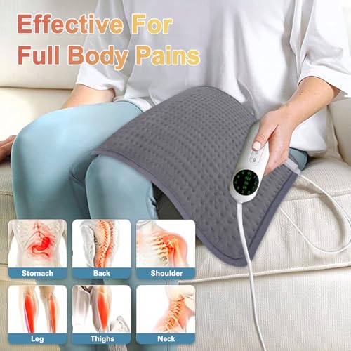 Heating Pad, Electric Heating Pad 24"X12" for Back Neck Shoulder Belly Heating Technology, Ultra-Soft Moist & Dry Therapy Heat Pad with 10 Temperature Settings 3 Timer, Automatic Switch-Off, Grey - color: 24"x12" Gray