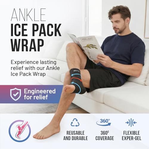 Ankle Ice Pack Wrap, Reusable Gel Cold Compression for Plantar Fasciitis - style: S-M