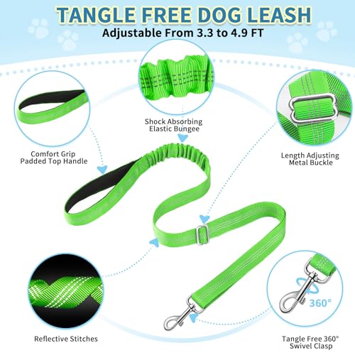 SlowTon No Pull Small Dog Harness and Leash Set with Front Clip - color: Green, size: Small