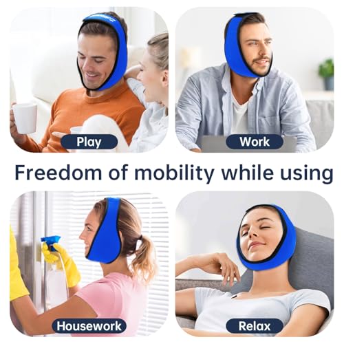 ZNÖCUETÖD Wisdom Teeth Ice Pack Face Head Wrap for Wisdom Teeth Removal Toothache Pain Relief, TMJ, Jaw Ice for Face Oral Surgery, Dental Implant with 4 Reusable Hot Cold Gel Packs (Royal Blue) - color: Royal Blue With 4 Ice Packs