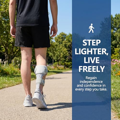AFO Drop Foot Brace - Lightweight & Moldable Stabilizer Brace for Men and Women, Trimmable Foot Drop Support for Stroke, MS, Hemiplegia, Fits Inside Most Shoes (Medium, Right) - size: Medium