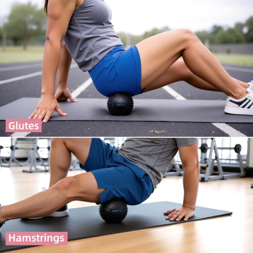 8 Inch Large Peanut Massage Ball Roller for Large Muscle Groups, Deep Tissue Double Massage Ball for Neck,Back,Leg,Low Back,Peanut Myofascia Release Ball for Muscle Knots&Physical Therapy - color: Black