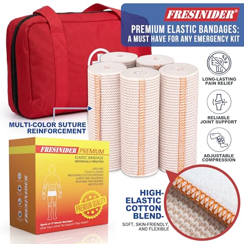 FRESINIDER Premium Elastic Bandage Wrap 5 Inch, 6 Pack, Hook and Loop - color: 5" X 6 Pack