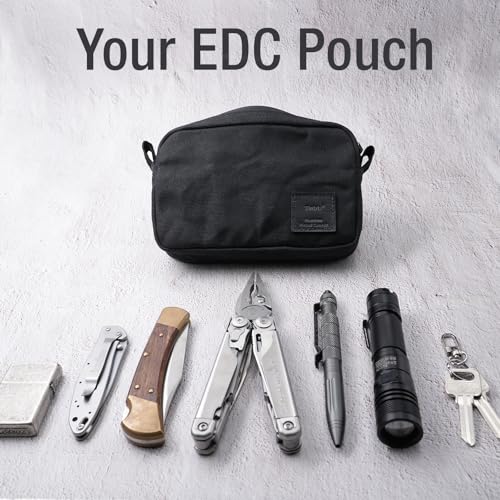 Tintris Belt Zipper Pouch for Men Women YKK Zippers, EDC Belt Pouch Waist Pack Bag for Camping, Hiking, Water Resistant, Tough Waxed Canvas, Black, Size M