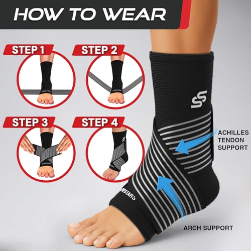 Sleeve Stars Ankle Brace Men & Women Support (Single/S:9"-10"/Black) - color: Black, size: Small