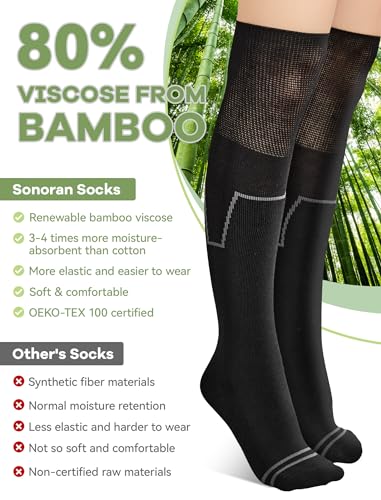 SONORAN Walking Boot Socks Bamboo Viscose (2 Pairs) Lightweight Replacement Sock Liner for Medical Tube Cast Socks - color: Black