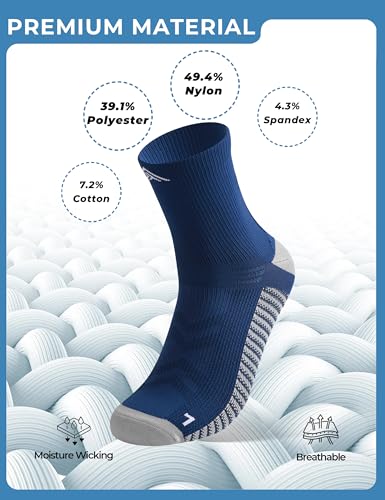 Mens Compression Running Socks: 15-20 mmHg Arch Support Non-Slip - color: E-blue Blue Blue, size: 13-16