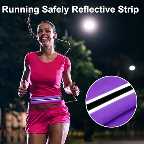 Running Belt Fanny Pack Men and Women Slim Running Bag Money Belt - color: Purple