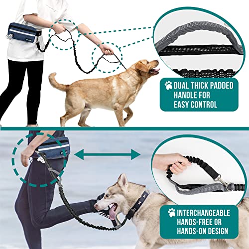 PetAmi Hands Free Dog Leash Waist Belt Bag Fanny Pack, Single, Heather Navy - color: Navy, size: 1 Leash