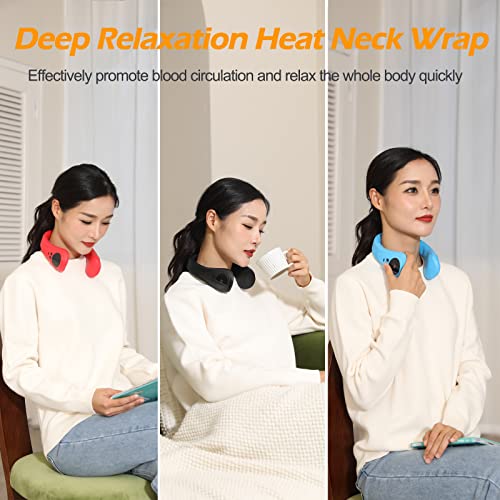 JODNO Portable Neck Warmer Rechargeable, Soft Leather Cordless Neck Heater Wrap Graphene Heated Scarf with 12 Heat Levels, Hand Warmers Electric Heating Pad for Pain Relief, Warm Gifts for Women Men