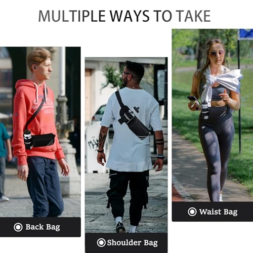 Fanny Pack with Water Bottle Holder for Men Women – Large Hiking Fanny Pack with Adjustable Strap Belt for Cycling Hiking Dog Walking Outdoor, Water Resistant Pack Blue(Bottle Not Included) - color: Blue