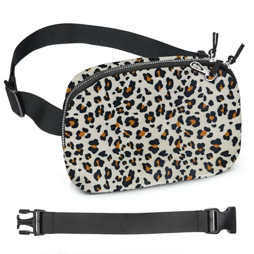 Mini Belt Bag for Women, RFID Small Fanny Pack, Womens Fashion Waist Packs with Extender Strap, Crossbody Bum Bags - color: J09-Beige Leopard