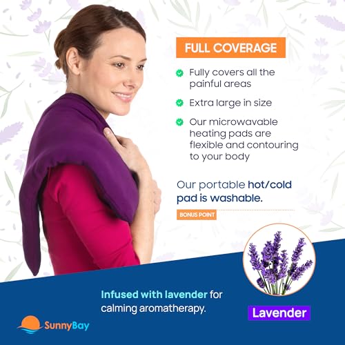 SunnyBay Lavender Microwave Heating Pad, Microwavable Heavy Weighted Full Body Moist Hot Pack and Washable Fleece Cover, 10x24 Inches, 4 lbs, Purple - color: Lavender Scented Purple