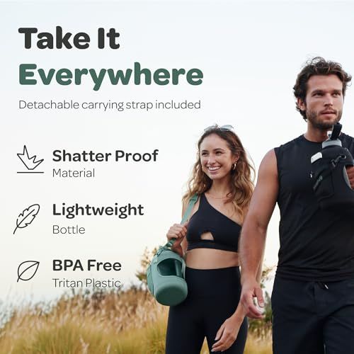 Hydracy 2.3L BPA-Free Tritan Plastic Water Bottle with Adjustable Shoulder Strap, Spill-Proof Lid, and Convenient Silicon Spout for Hydration on the Go - color: Moonlight Green, size: 78 oz