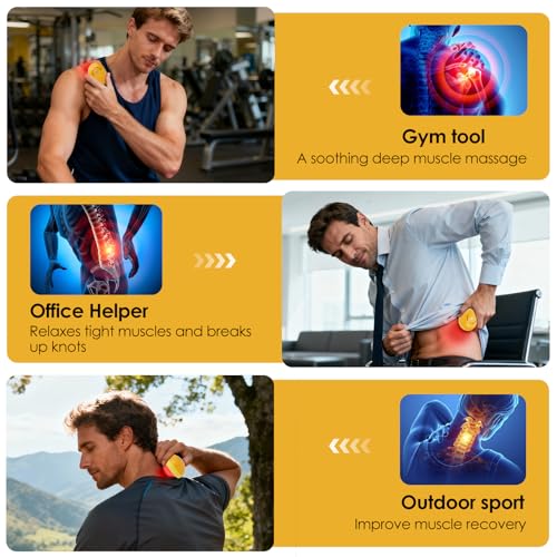 Red Light Vibrating Massage Ball - Trigger Point Tool for Deep Tissue & Muscle Pain Relief, Portable, Suitable for Use All Over the Body (Mango) - color: Mango