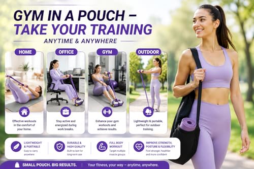 Upgraded 6-Tube Foot Pedal Resistance Band with Handle & 3-Pack Figure 8 Exercise Bands, Multifunction Tummy Trimmer Sit Up Pull Rope for Women Men Home Gym Full Body Working Out Set