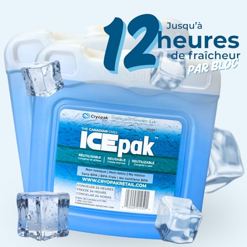 Cryopak ICEpak Hard Shell Reusable Ice Packs for Coolers and Lunch Box Use, Freezer Safe Gel Design, Professional Grade Cooling, Non-Toxic and BPA Free, Essential Travel Accessories - size: Large (2 Pack)
