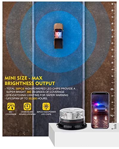 LUMENIX LED Rooftop Mini Beacon Lights Bar, Red Blue - color: Red Blue