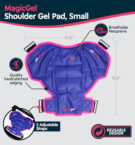Magic Gel Ice Pack | Reusable, Flexible & Long Lasting for Rotator Cuff Injuries, Bursitis and Swelling | Hot or Cold Therapy Compression Wrap for Left or Right Shoulder