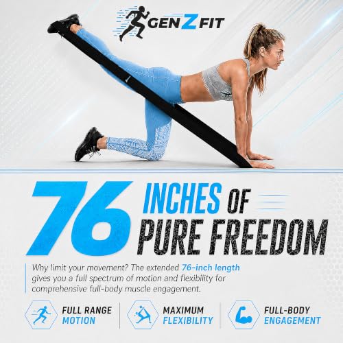 Premium 76" Extra Long Resistance Band for Working Out, 3" Wide Non-Slip Fabric Exercise Band for Stretching, Yoga, Strength Training & Physical Therapy - color: Black