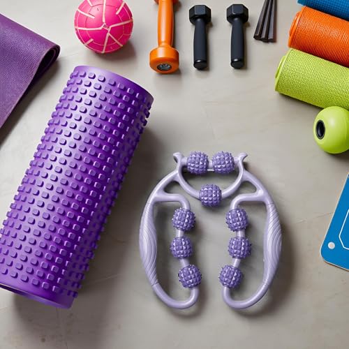 HEEPDD 9 Wheels Muscle Roller, Leg Massager Muscle Relaxation Stretching Roller Foam Roller Deep Tissue Massager for Thigh Arms Leg Waist (Purple) - color: Purple