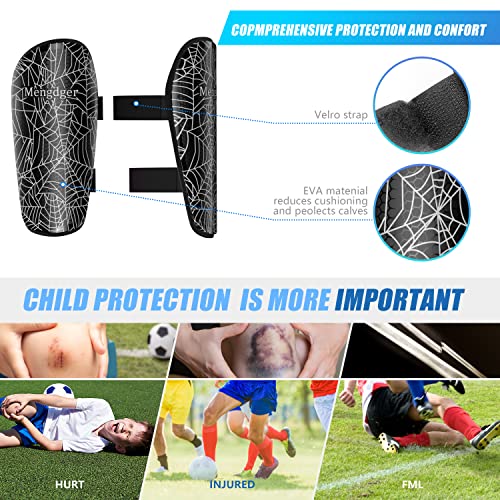 Shin Guards Soccer Youth Kids Boys Girls Toddler Shin Pads Child EVA Cushion Protection Reduce Shocks Injurie Calf Protective Gear Suitable for 4 5 6 7 8 9 10 11 12 Years Old - color: black, size: Small