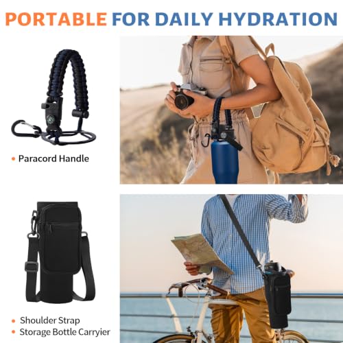 32 oz Vacuum Insulated Water Bottle, Fits Car Cup Holder – Leak Proof Mug - color: Navy Blue, size: 32 Ounces